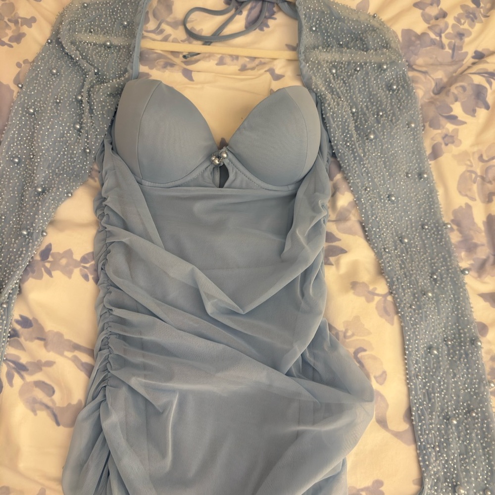 Oh Polly beaded blue dress